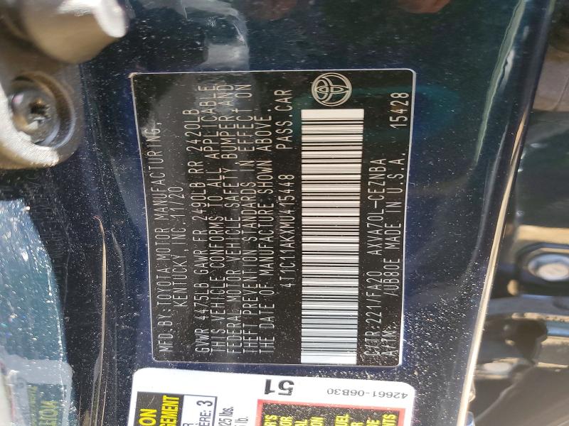 Aukcja sprzedaży 2021 Toyota Camry, vin: 4T1C11AKXMU415448, numer aukcji: 48449426