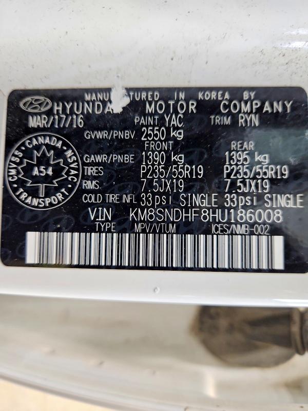 Aukcja sprzedaży 2017 Hyundai Santa Fe Xl, vin: KM8SNDHF8HU186008, numer aukcji: 49479916
