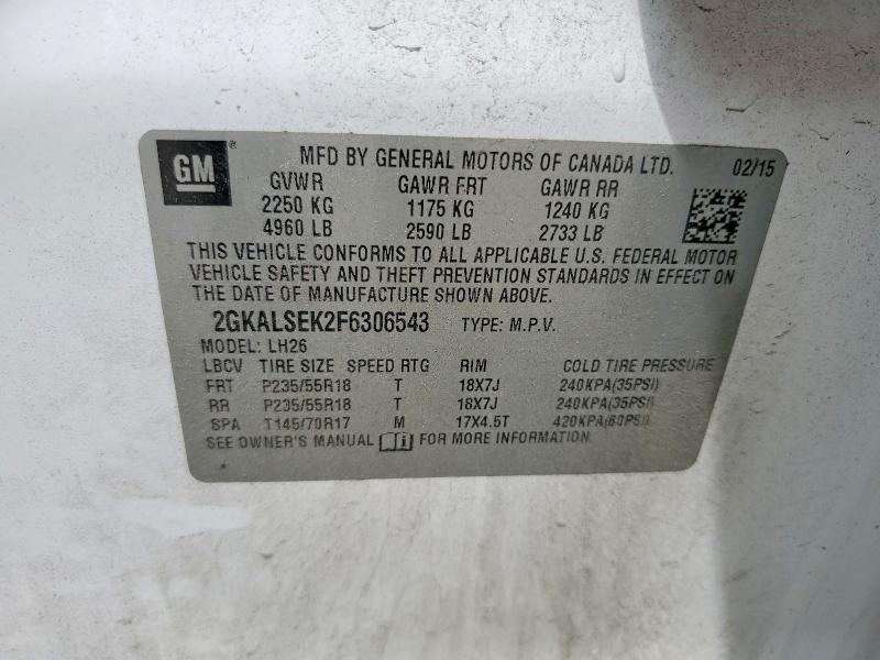Aukcja sprzedaży 2015 Gmc Terrain, vin: 2GKALSEK2F6306543, numer aukcji: 48598646