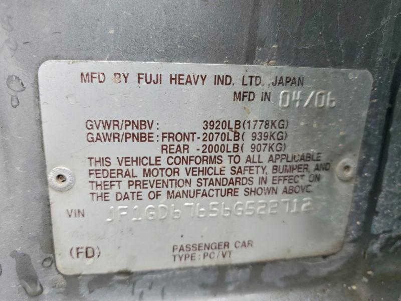 Aukcja sprzedaży 2006 Subaru Impreza, vin: JF1GD67656G522712, numer aukcji: 49681886