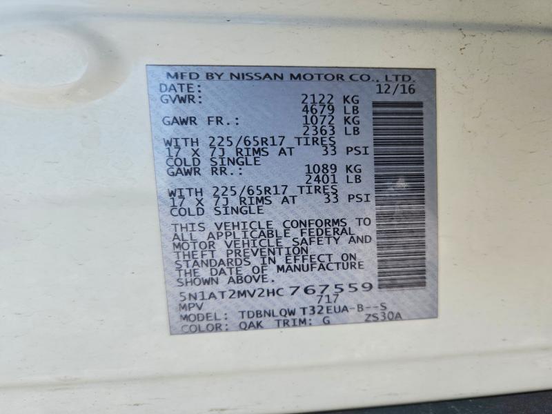 Aukcja sprzedaży 2017 Nissan Rogue, vin: 5N1AT2MV2HC767559, numer aukcji: 49145996