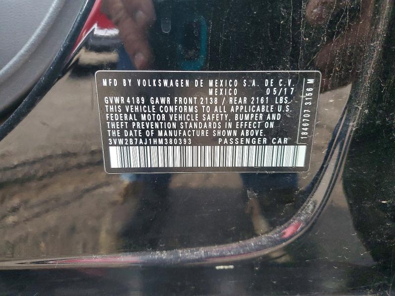 Продажа на аукционе авто 2017 Volkswagen Jetta, vin: 3VW2B7AJ1HM380393, номер лота: 49811136