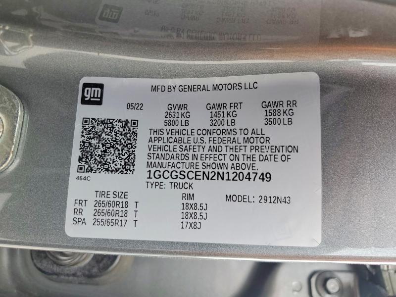 Продаж на аукціоні авто 2022 Chevrolet Colorado, vin: 1GCGSCEN2N1204749, номер лоту: 46382196