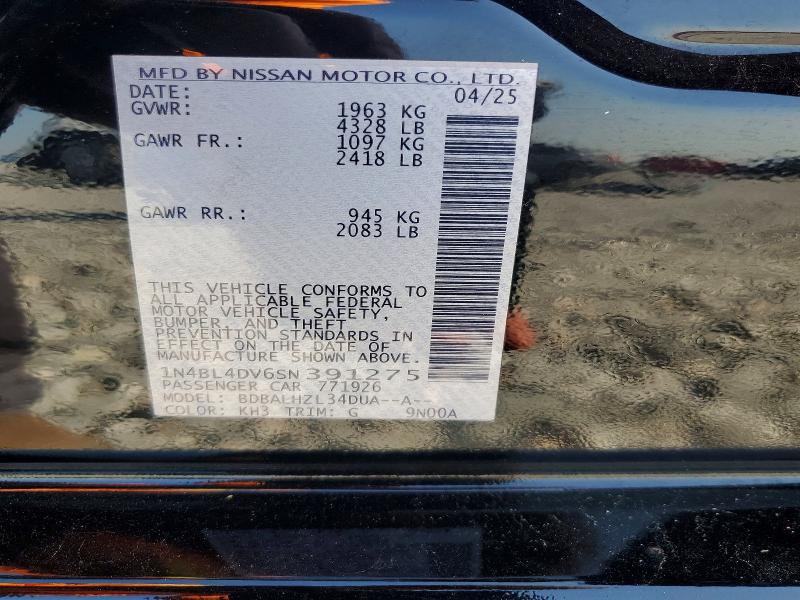 Продаж на аукціоні авто 2025 Nissan Altima, vin: 1N4BL4DV6SN391275, номер лоту: 49820706