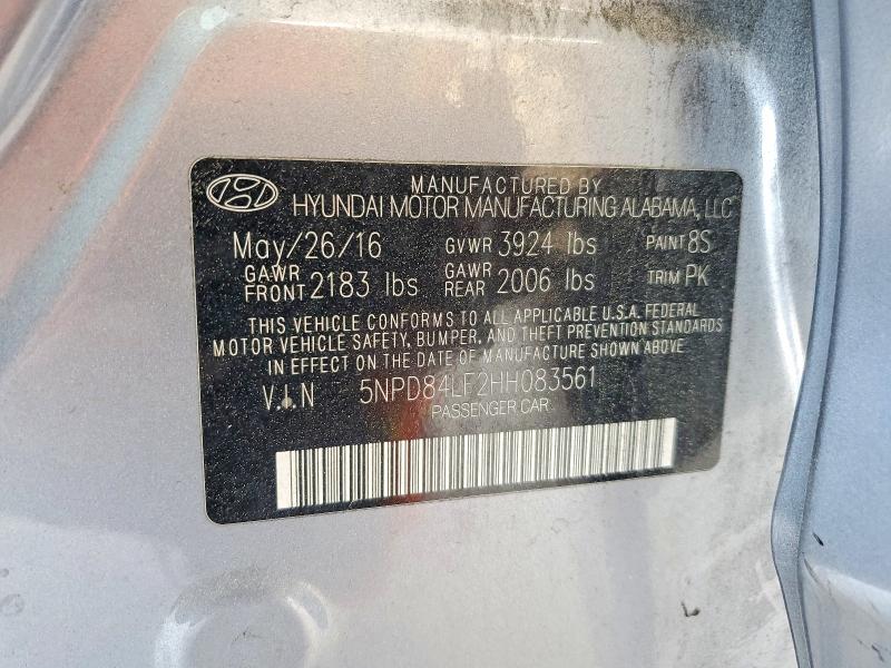 49041476 :رقم المزاد ، 5NPD84LF2HH083561 vin ، 2017 Hyundai Elantra مزاد بيع