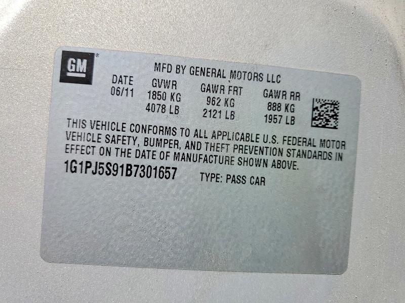 Продаж на аукціоні авто 2011 Chevrolet Cruze, vin: 1G1PJ5S91B7301657, номер лоту: 50835066