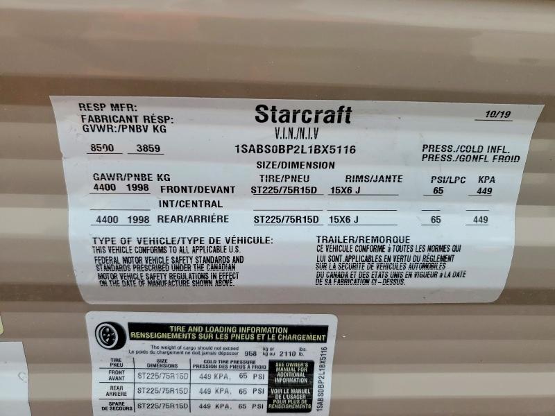 Продажа на аукционе авто 2020 Starcraft M-27bhs, vin: 1SABS0BP2L1BX5116, номер лота: 49562526