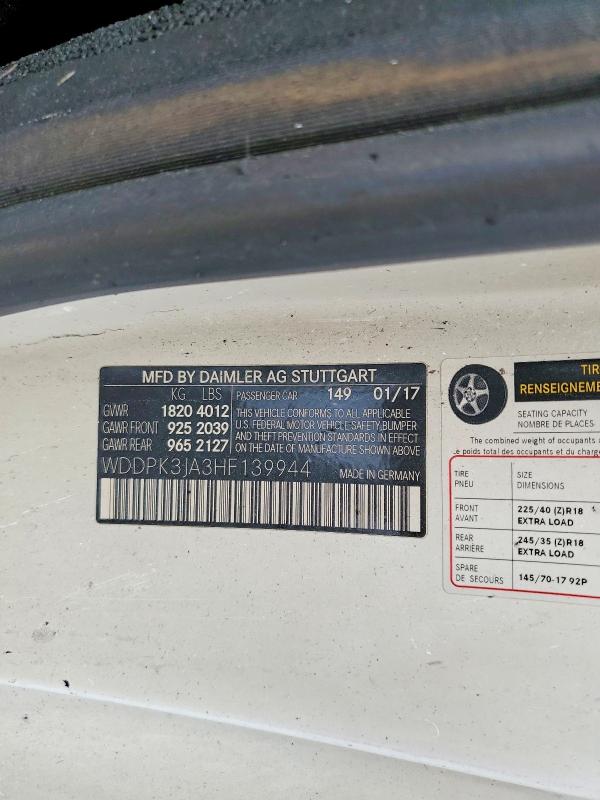 Aukcja sprzedaży 2017 Mercedes-benz Slc, vin: WDDPK3JA3HF139944, numer aukcji: 51441516