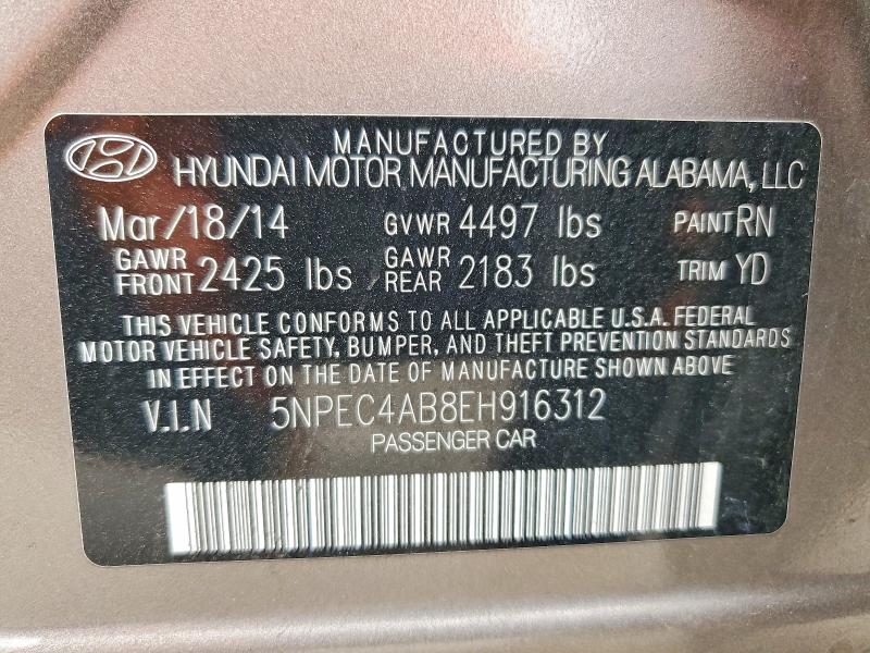 Продаж на аукціоні авто 2014 Hyundai Sonata, vin: 5NPEC4AB8EH916312, номер лоту: 50530246