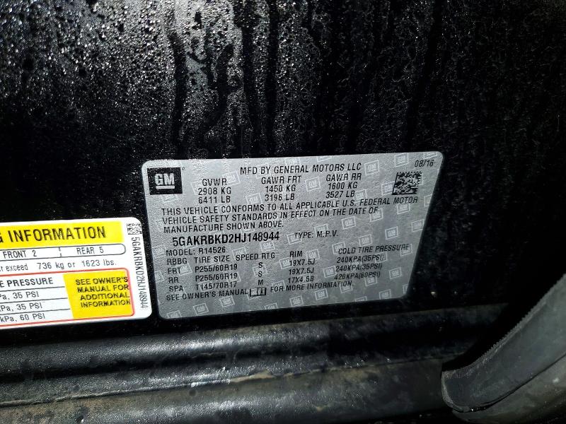 2017 Buick Enclave მანქანა იყიდება აუქციონზე, vin: 5GAKRBKD2HJ148944, აუქციონის ნომერი: 47368046