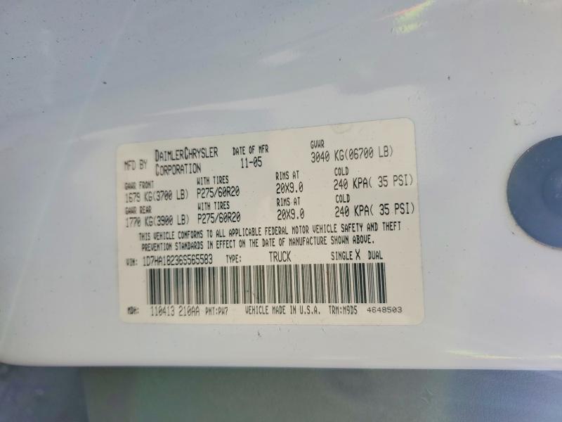 Aukcja sprzedaży 2006 Dodge Ram 1500, vin: 1D7HA18236S565583, numer aukcji: 49758096