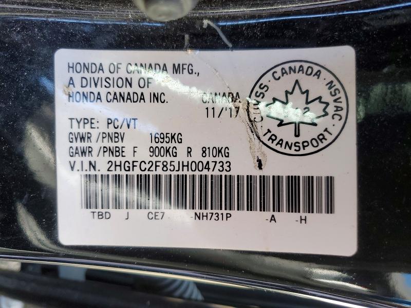 Продажа на аукционе авто 2018 Honda Civic, vin: 2HGFC2F85JH004733, номер лота: 48600756