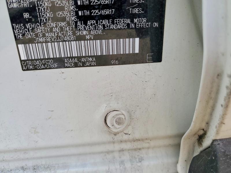 48017466 :رقم المزاد ، JTMRFREV2JJ748081 vin ، 2018 Toyota Rav4 مزاد بيع