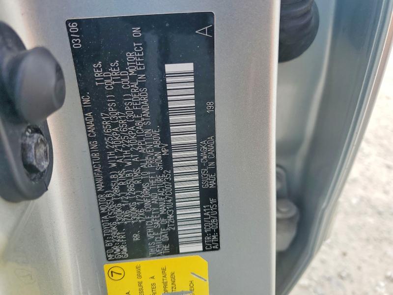 2007 Lexus Rx მანქანა იყიდება აუქციონზე, vin: 2T2HK31U47C007352, აუქციონის ნომერი: 50306036