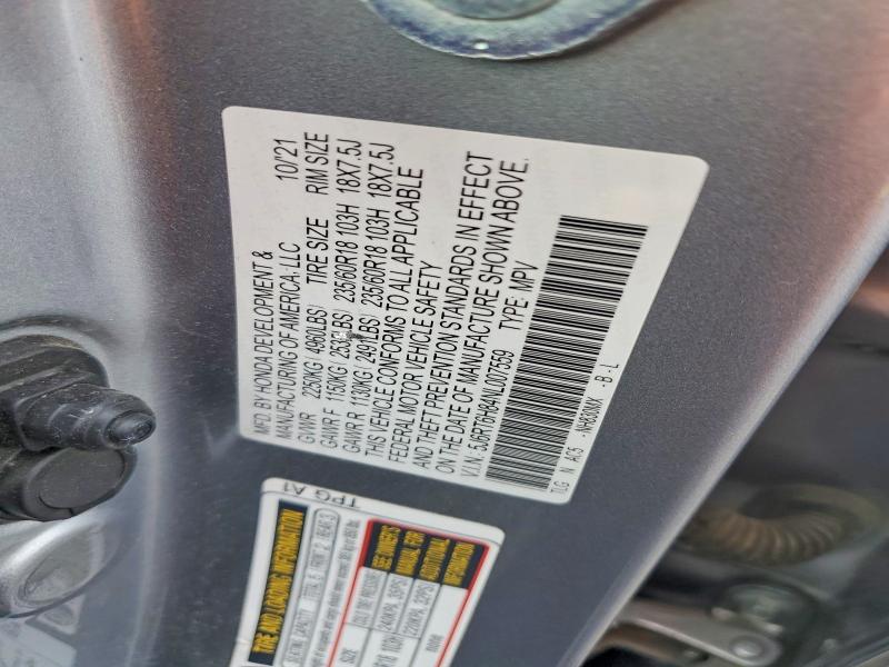 2022 Honda Cr-v მანქანა იყიდება აუქციონზე, vin: 5J6RT6H84NL007559, აუქციონის ნომერი: 50630706