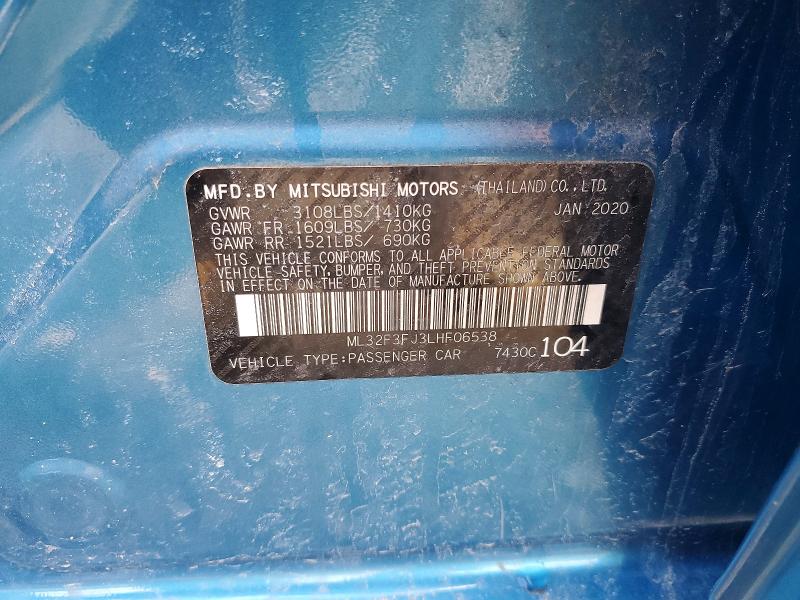 Продаж на аукціоні авто 2020 Mitsubishi Mirage, vin: ML32F3FJ3LHF06538, номер лоту: 48738306