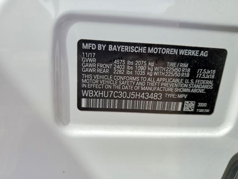 48862846 :رقم المزاد ، WBXHU7C30J5H43483 vin ، 2018 Bmw X1 مزاد بيع