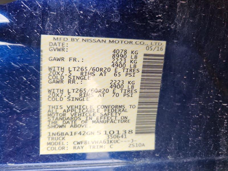 Продажа на аукционе авто 2016 Nissan Titan Xd, vin: 1N6BA1F42GN510138, номер лота: 51009806
