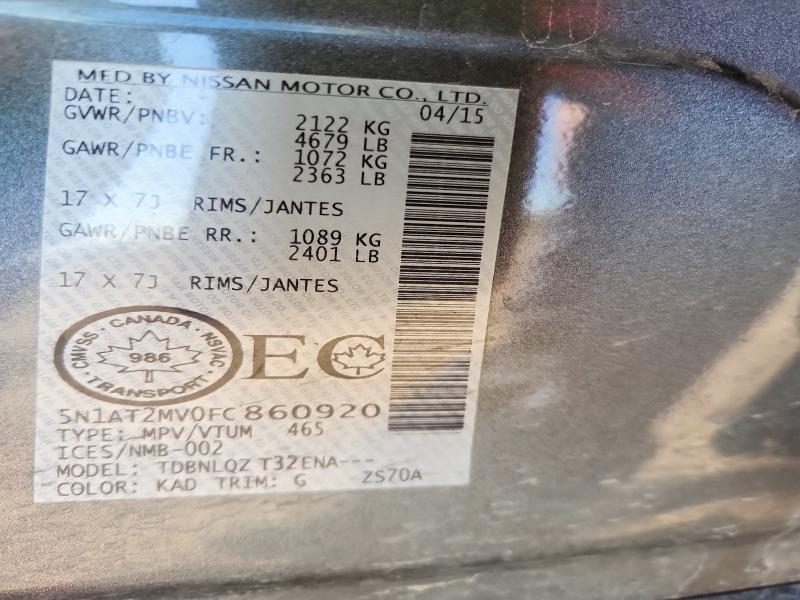 Продажа на аукционе авто 2015 Nissan Rogue Sv 4dr Awd, vin: 5N1AT2MV0FC860920, номер лота: 51717646