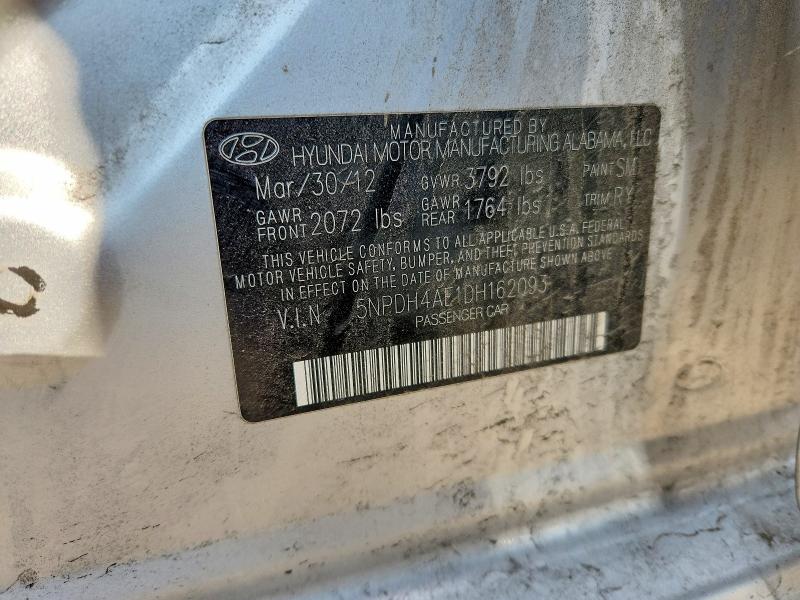 51985446 :رقم المزاد ، 5NPDH4AE1DH162093 vin ، 2013 Hyundai Elantra مزاد بيع