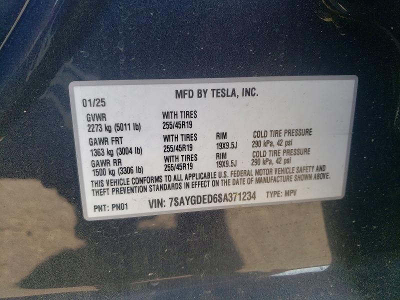Продажа на аукционе авто 2025 Tesla Model Y, vin: 7SAYGDED6SA371234, номер лота: 50614026