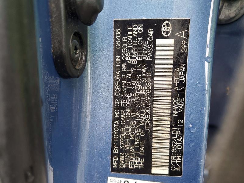 Aukcja sprzedaży 2009 Toyota Prius, vin: JTDKB20U497828901, numer aukcji: 51870026