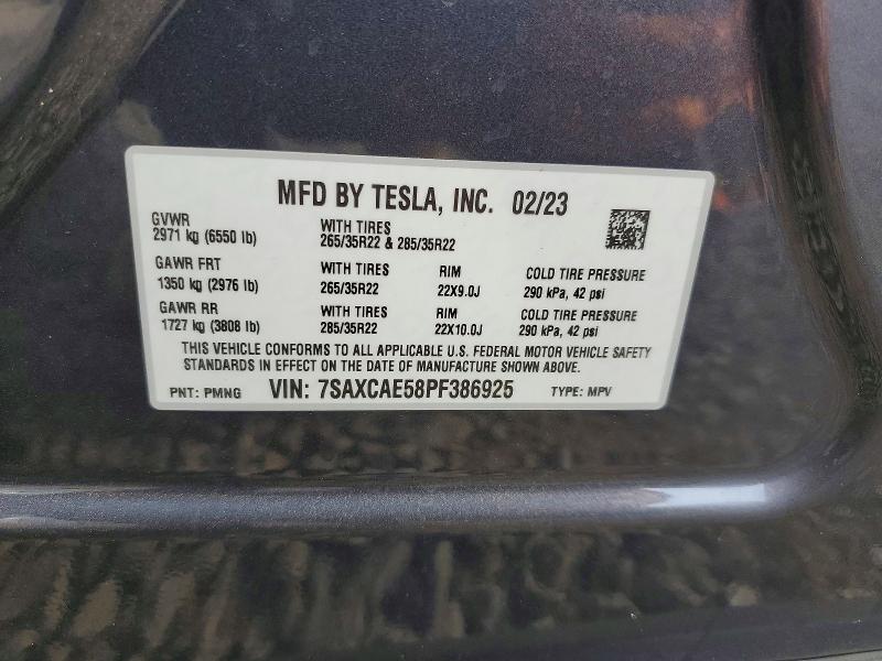 Продажа на аукционе авто 2023 Tesla Model X, vin: 7SAXCAE58PF386925, номер лота: 48444326