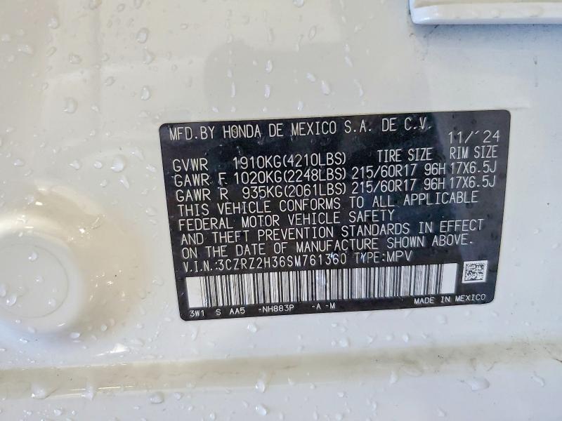 49291016 :رقم المزاد ، 3CZRZ2H36SM761360 vin ، 2025 Honda Hr-v مزاد بيع