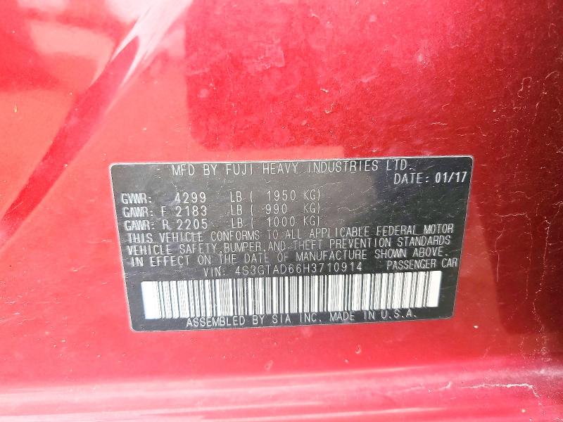 Aukcja sprzedaży 2017 Subaru Impreza, vin: 4S3GTAD66H3710914, numer aukcji: 51725486