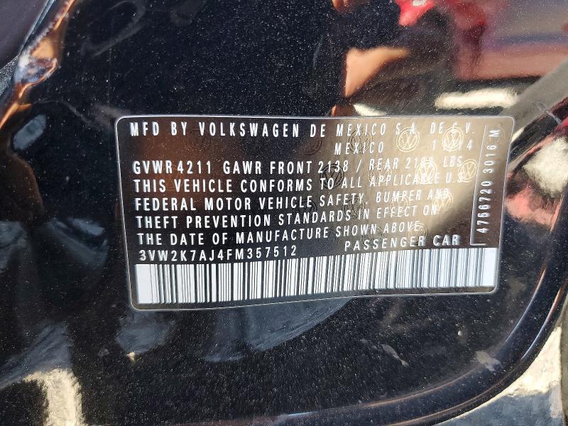 Aukcja sprzedaży 2015 Volkswagen Jetta, vin: 3VW2K7AJ4FM357512, numer aukcji: 48714286