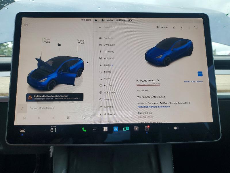 Aukcja sprzedaży 2022 Tsmr Model S, vin: 7SAYGDEF1NF382134, numer aukcji: 49658026