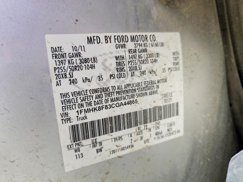 49419916 :رقم المزاد ، 1FMHK8F83CGA44865 vin ، 2012 Ford Explorer مزاد بيع