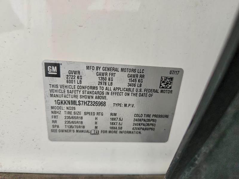 Aukcja sprzedaży 2017 Gmc Acadia, vin: 1GKKNMLS7HZ326968, numer aukcji: 50482036