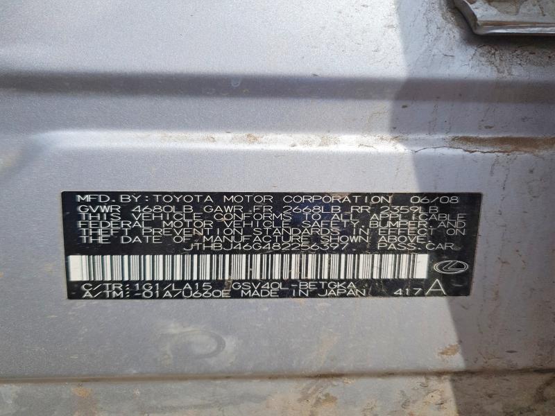 Продаж на аукціоні авто 2008 Lexus Es 350, vin: JTHBJ46G482256397, номер лоту: 49105876