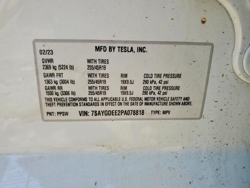 Продажа на аукционе авто 2023 Tesla Model Y, vin: 7SAYGDEE2PA078818, номер лота: 49624506