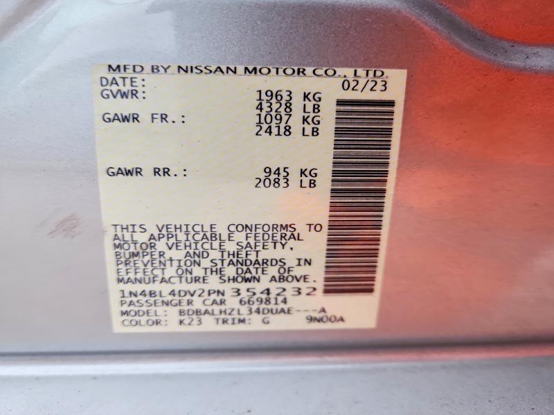 Продаж на аукціоні авто 2023 Nissan Altima, vin: 1N4BL4DV2PN354232, номер лоту: 48323176