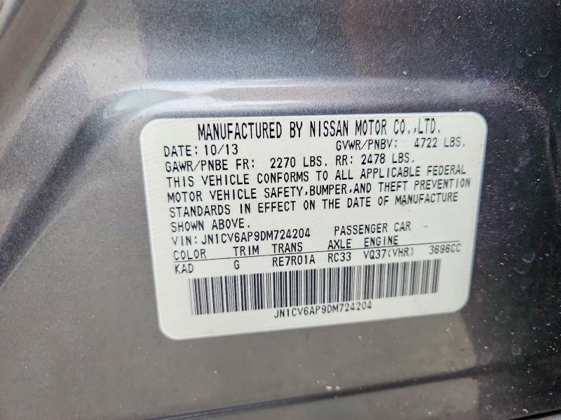 Aukcja sprzedaży 2013 Infiniti G37 Sedan, vin: JN1CV6AP9DM724204, numer aukcji: 51772706