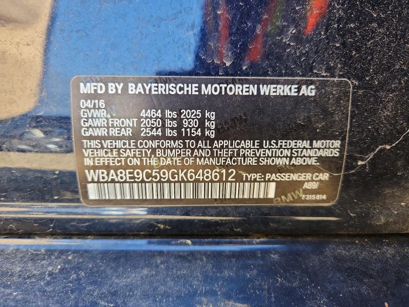 Aukcja sprzedaży 2016 Bmw 328, vin: WBA8E9C59GK648612, numer aukcji: 51183106