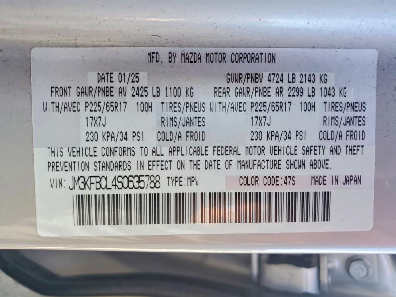 Aukcja sprzedaży 2025 Mazda Cx-5, vin: JM3KFBCL4S0635788, numer aukcji: 51474166