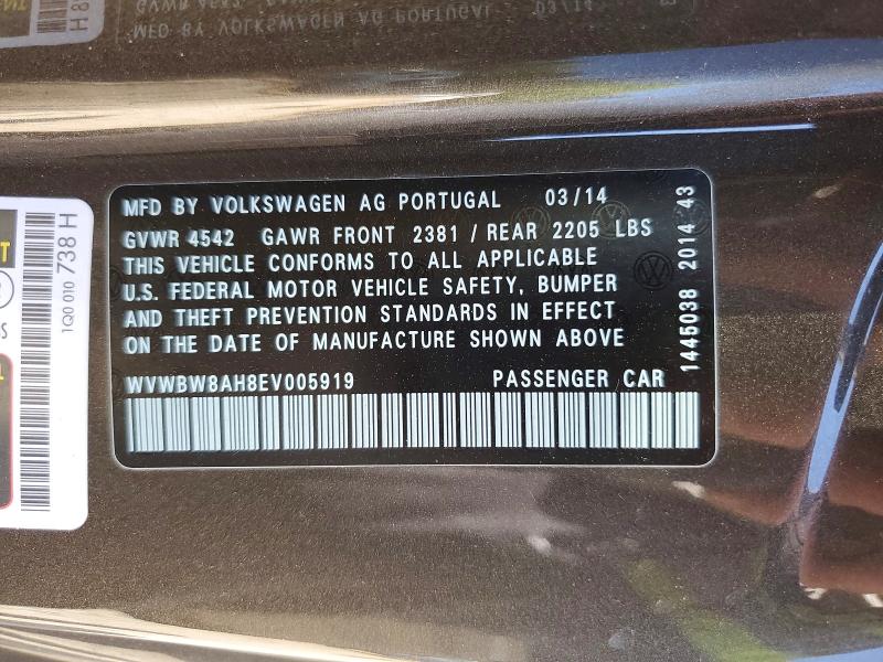 2014 Volkswagen Eos მანქანა იყიდება აუქციონზე, vin: WVWBW8AH8EV005919, აუქციონის ნომერი: 48924096