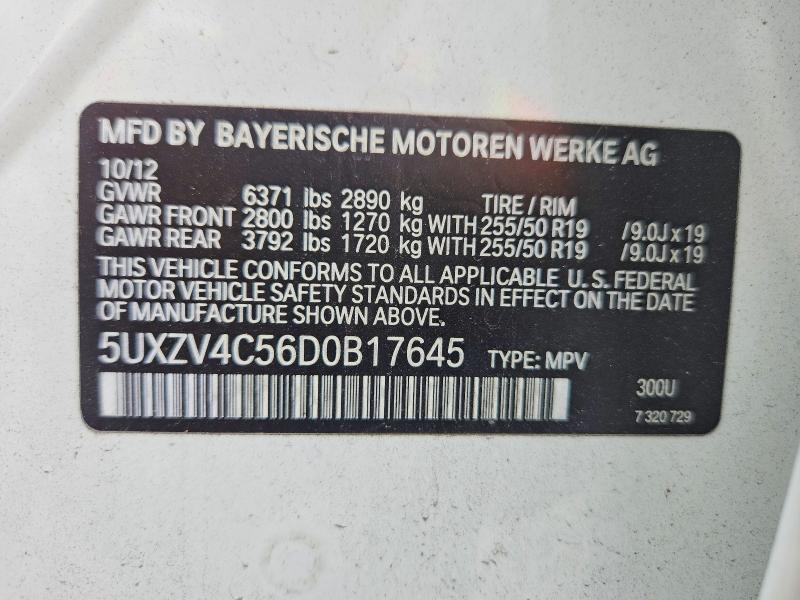 Aukcja sprzedaży 2013 Bmw X5, vin: 5UXZV4C56D0B17645, numer aukcji: 50736506