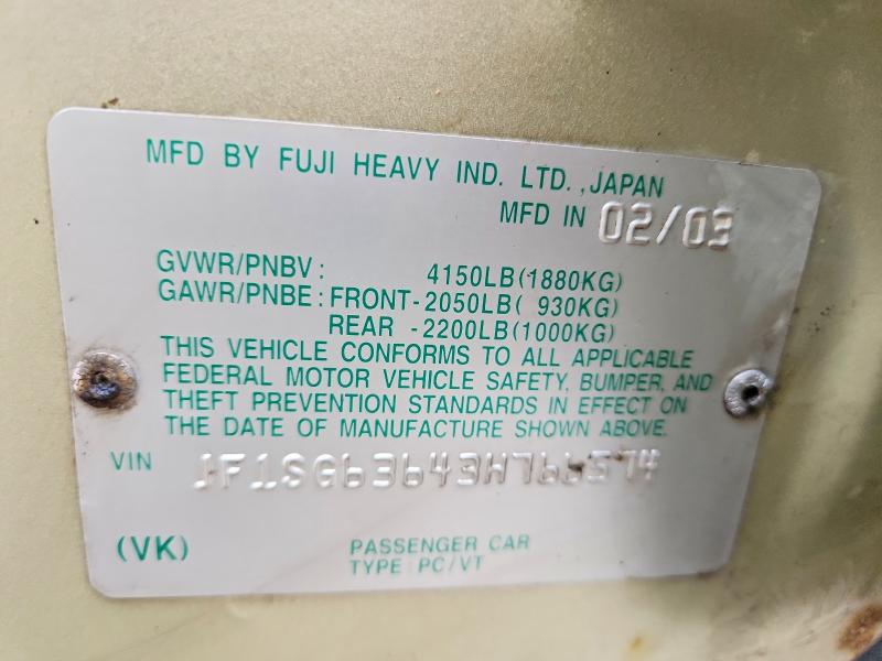 Продажа на аукционе авто 2003 Subaru Forester, vin: JF1SG63643H766574, номер лота: 51552796