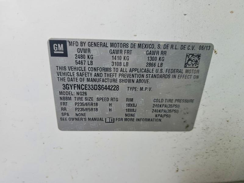 49910216 :رقم المزاد ، 3GYFNCE33DS644228 vin ، 2013 Cadillac Srx مزاد بيع