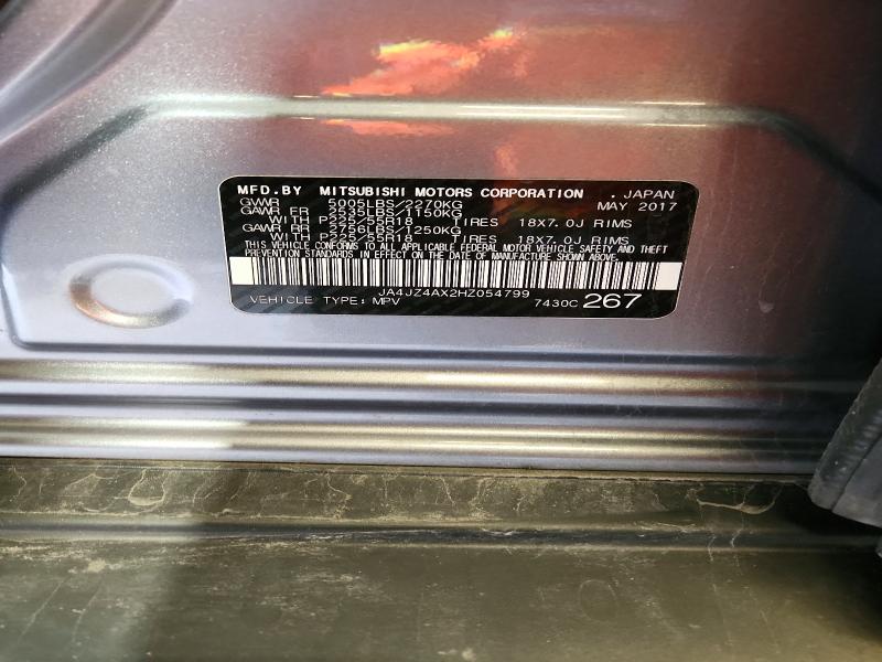 Продаж на аукціоні авто 2017 Mitsubishi Outlander, vin: JA4JZ4AX2HZ054799, номер лоту: 50657566