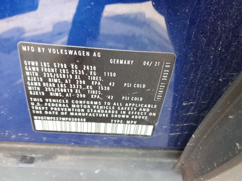 Продажа на аукционе авто 2021 Volkswagen Id.4, vin: WVGTMPE27MP030948, номер лота: 51455976