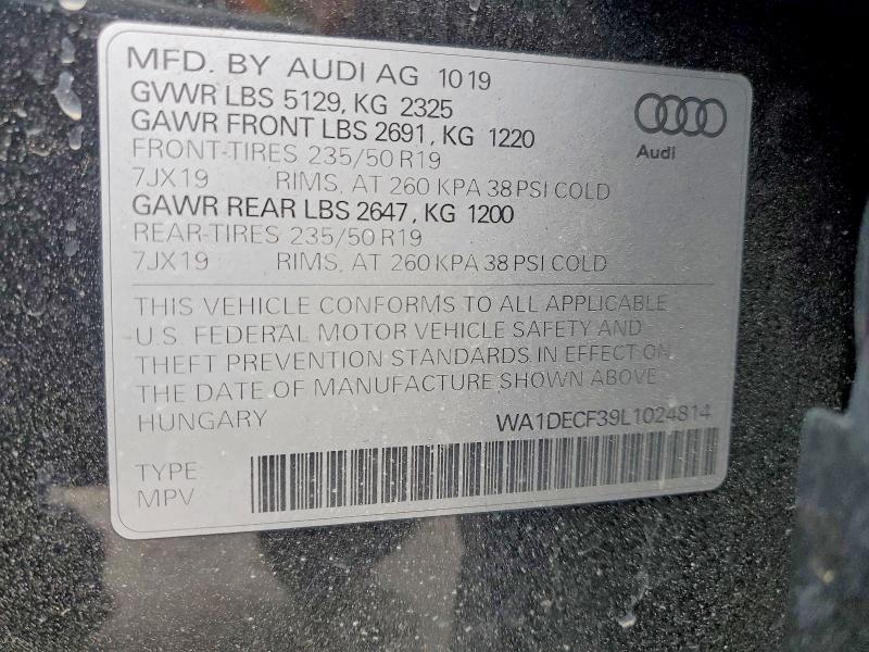 49763916 :رقم المزاد ، WA1DECF39L1024814 vin ، 2020 Audi Q3 مزاد بيع