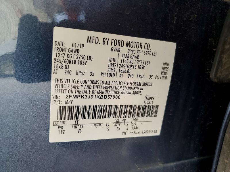Продажа на аукционе авто 2019 Ford Edge, vin: 2FMPK3J91KBB57086, номер лота: 50665716