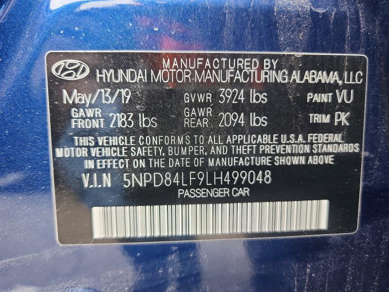 Продажа на аукционе авто 2020 Hyundai Elantra, vin: 5NPD84LF9LH499048, номер лота: 48696376