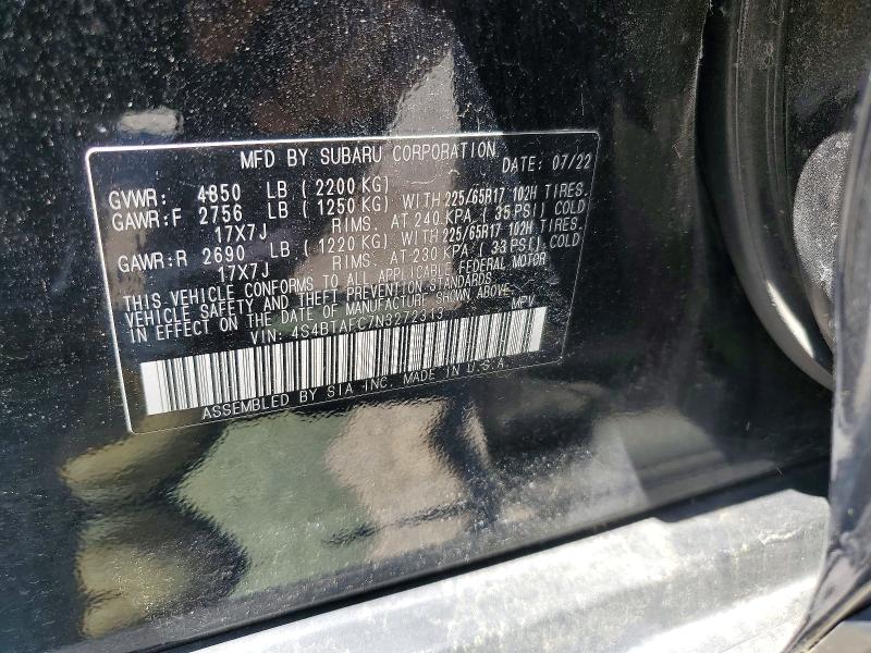 Продажа на аукционе авто 2022 Subaru Outback, vin: 4S4BTAFC7N3272313, номер лота: 50243946