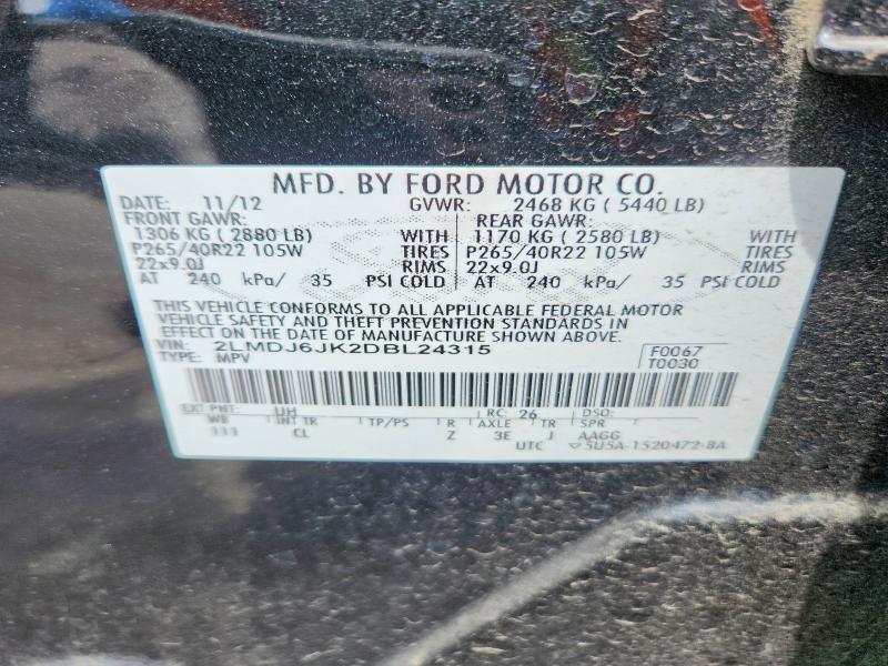 Aukcja sprzedaży 2013 Lincoln Mkx, vin: 2LMDJ6JK2DBL24315, numer aukcji: 51470486